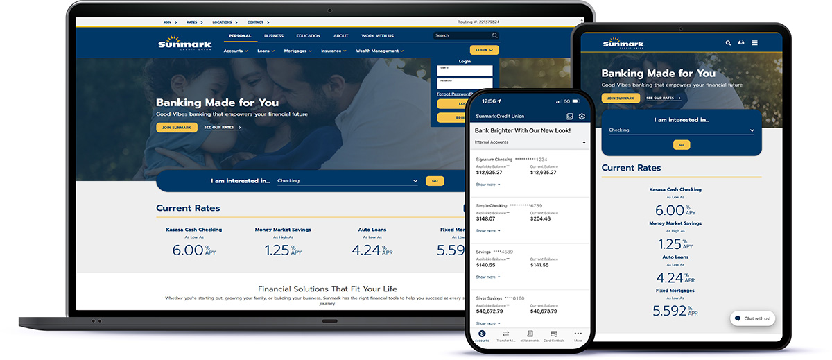 Online banking laptop tablet phone